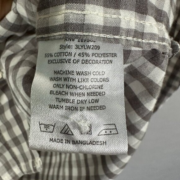 Levis Shirt Mens Medium Gray Gingham Check Long Sleeve Western Pearl Snap Pocket - Picture 7 of 8